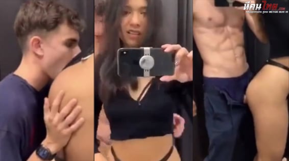 คลิปหลุด สาวไทยมีผัวฝรั่งช่วนกันมาแอบเย็ดในห้องลองชุด โดนเลียหีแล้วจับกดหัวโม๊คควยแล้วต่อด้วยเย็ดท่าหมาไม่ยั้งจนน้ำแตกในอย่างเสียว